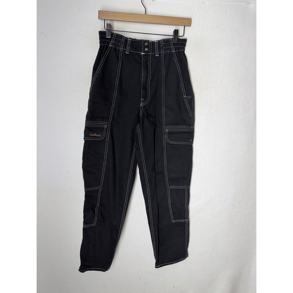 BDG‎ Relaxed Skate Jeans Womens 27 Black Contrast Stitch Cargo Pockets 3482